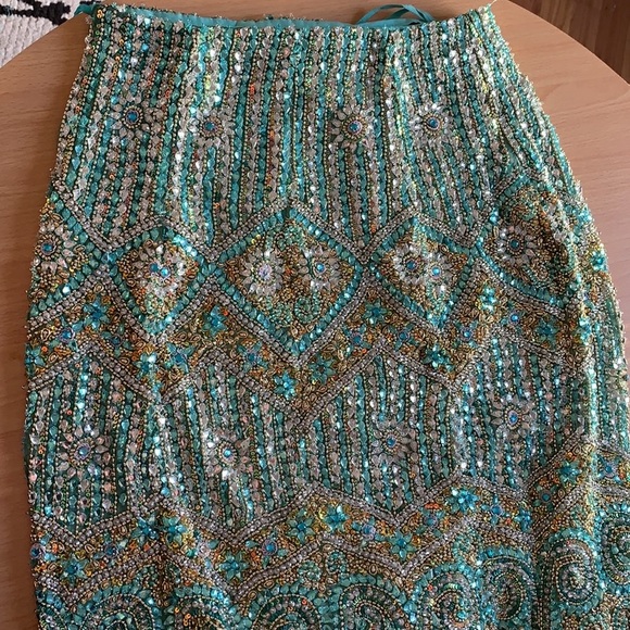 LEHENGA CHOLI 3 piece wedding set green and gold size small - Picture 5 of 6